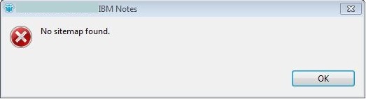 lotus notes no sitemap found error