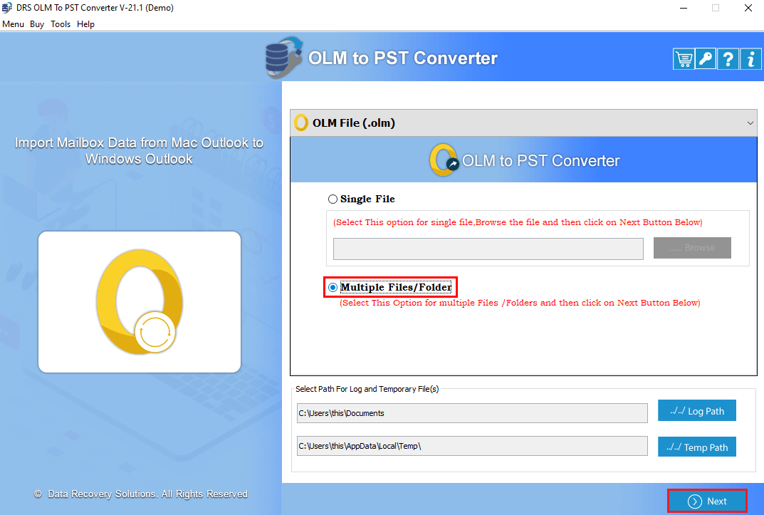 OLM TO PST CONVERTER TOOL
